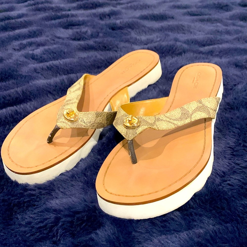 Coach sandals, size 8-8.5.  Brown/tan. Lightly used.